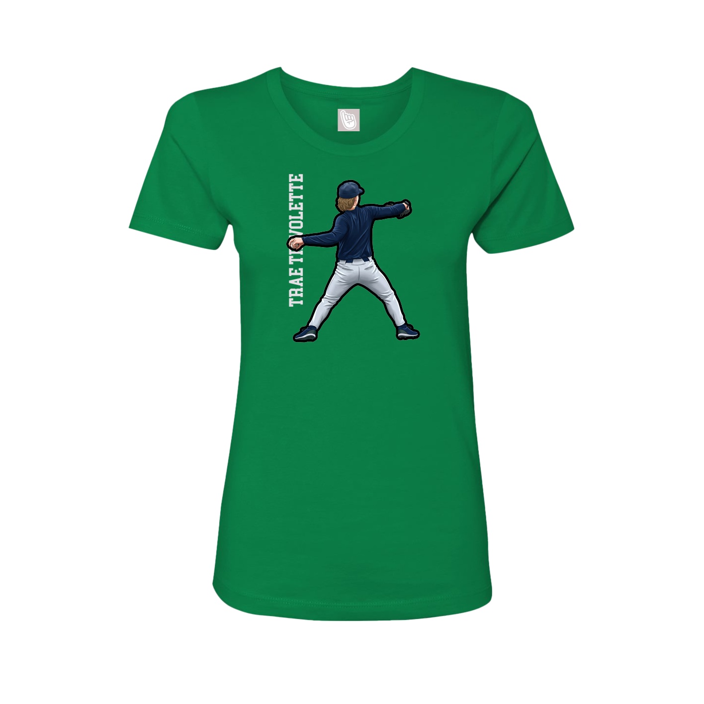 Fitted Women's Tee — Name Vertical in Green