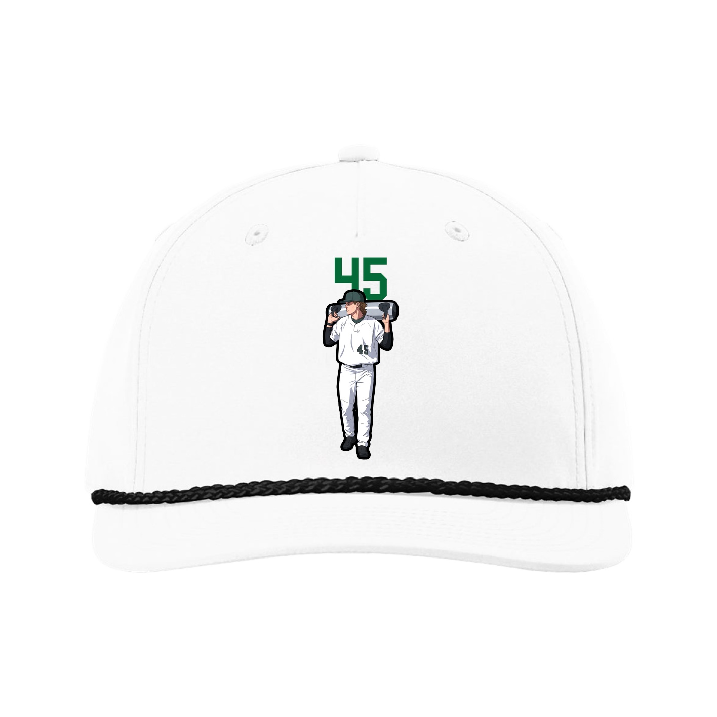 Five-Panel Classic Rope Cap — Number Top in White