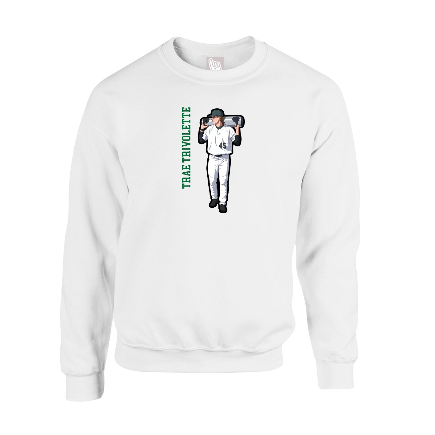 Fleece Crew — Name Vertical in White
