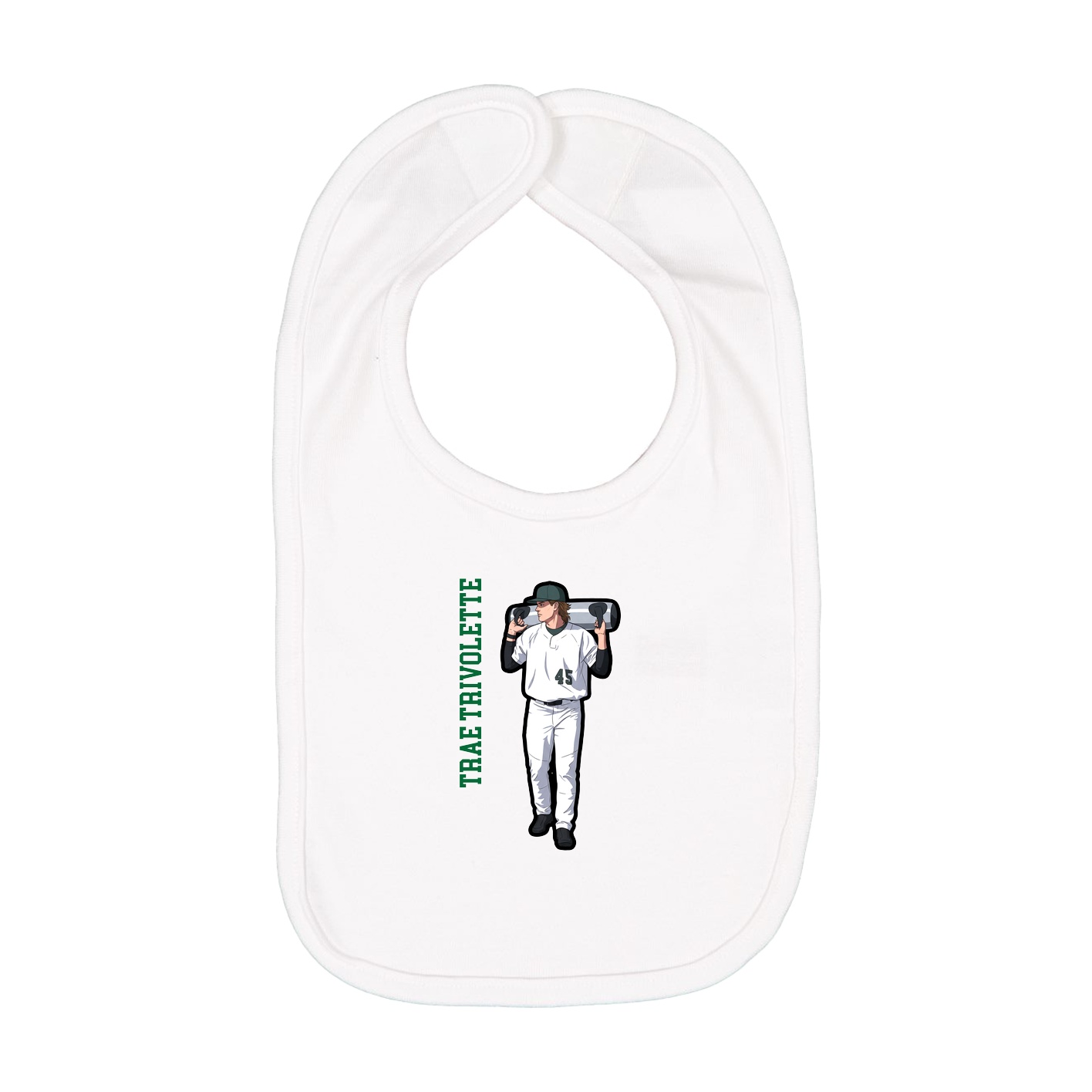 Infant Bib — Name Vertical in White