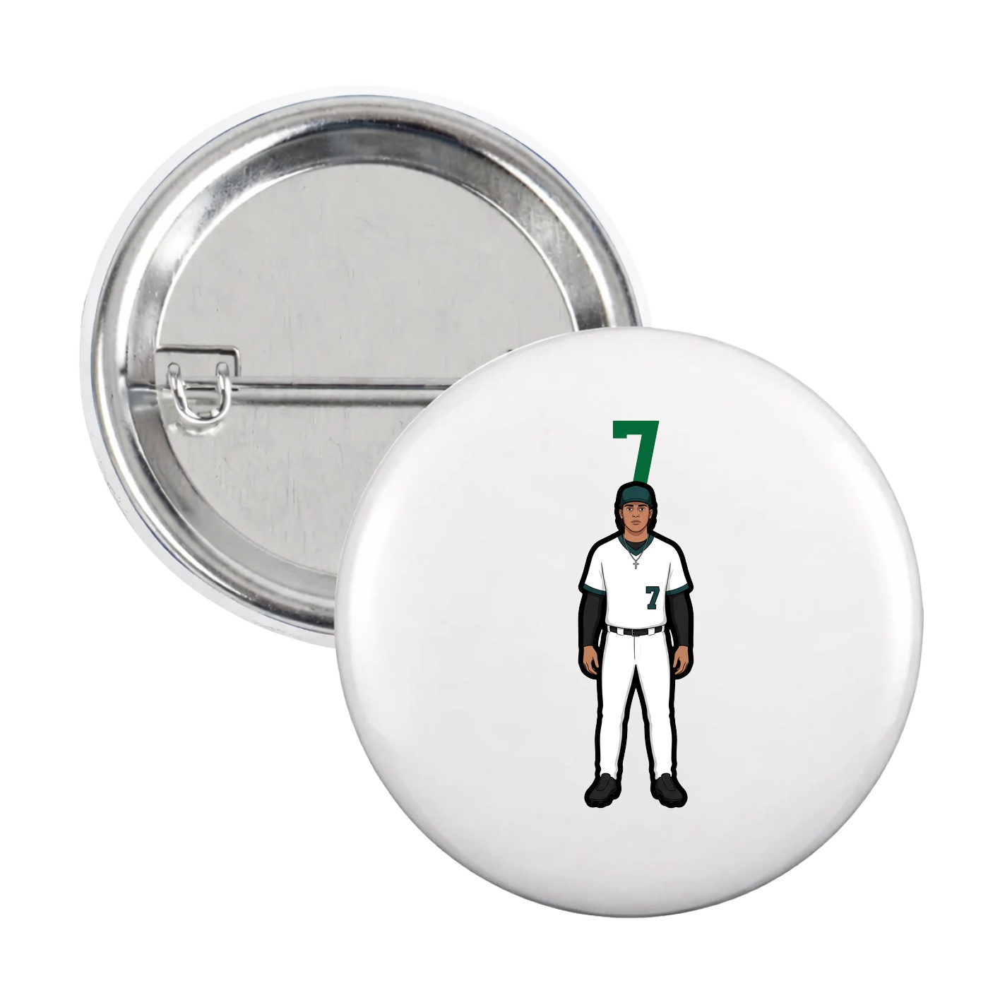 Game Day Button — Number Top in White