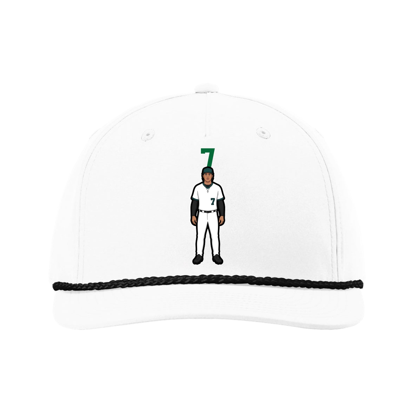 Five-Panel Classic Rope Cap — Number Top in White
