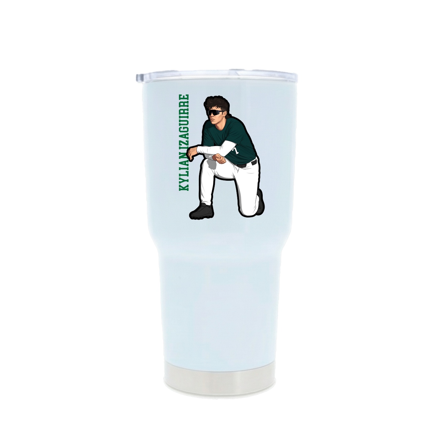 30oz Stainless Steel Tumbler — Name Vertical in White
