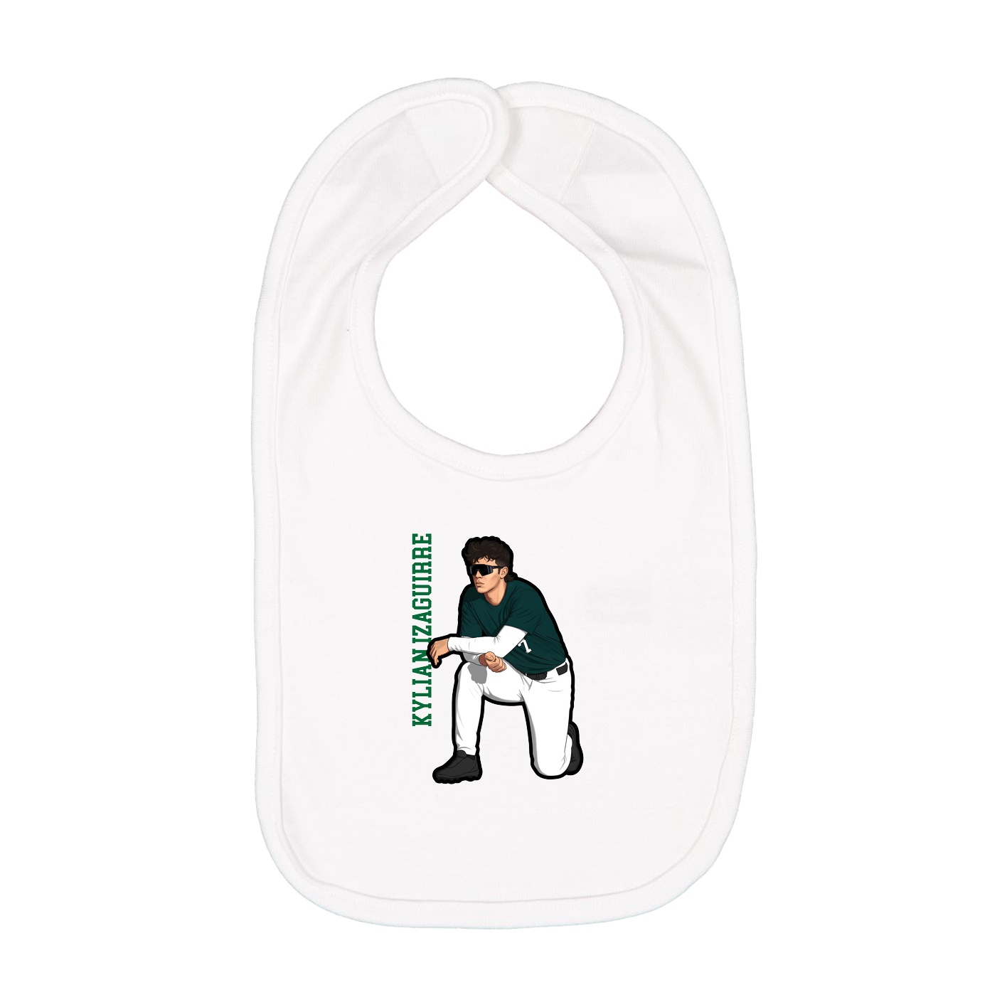 Infant Bib — Name Vertical in White
