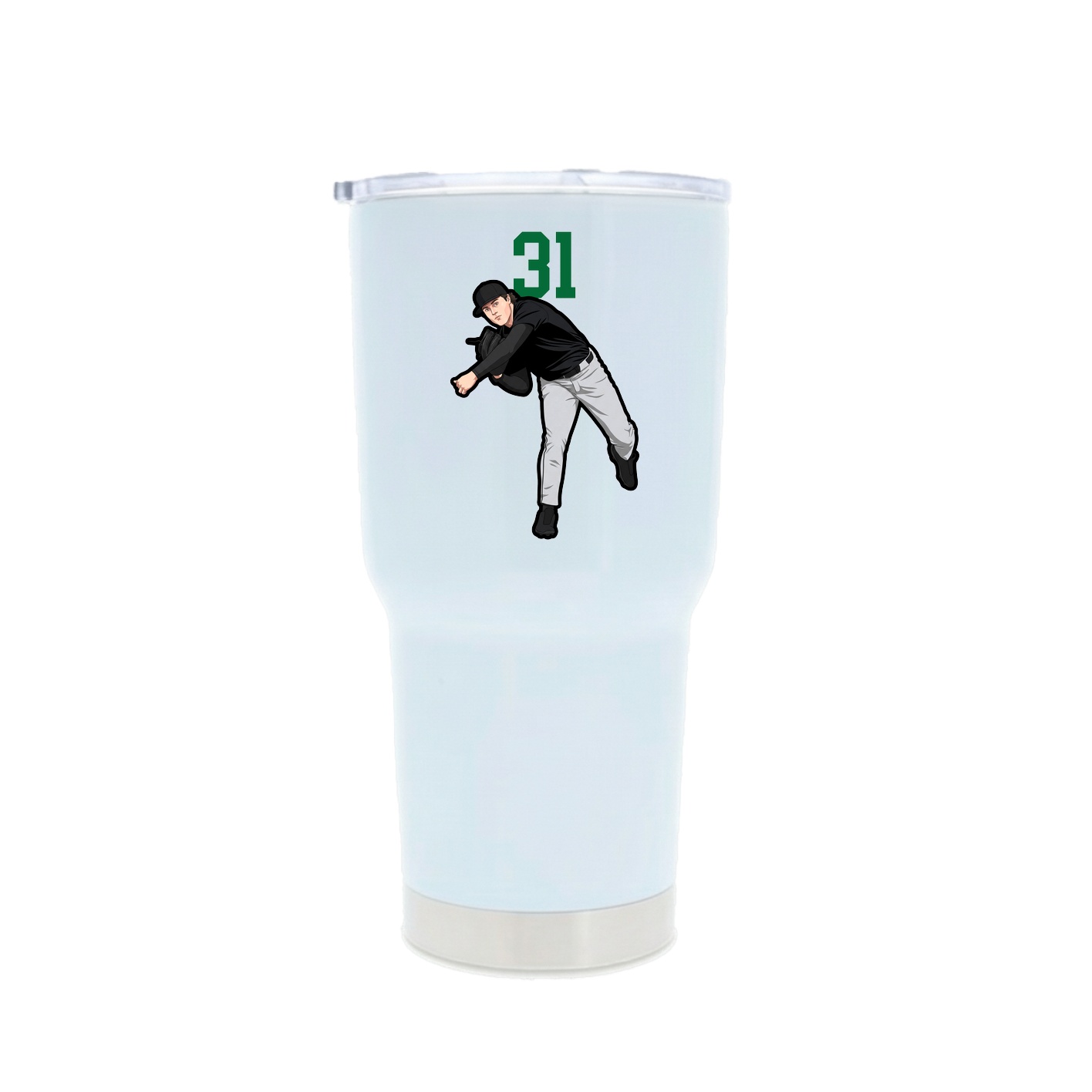 30oz Stainless Steel Tumbler — Number Top in White