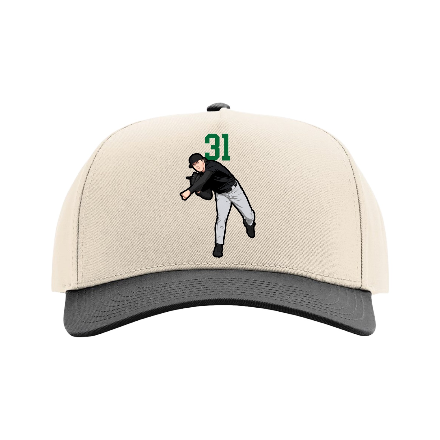 Full Fabric Five-Panel Champ Cap — Number Top in Cream/Black