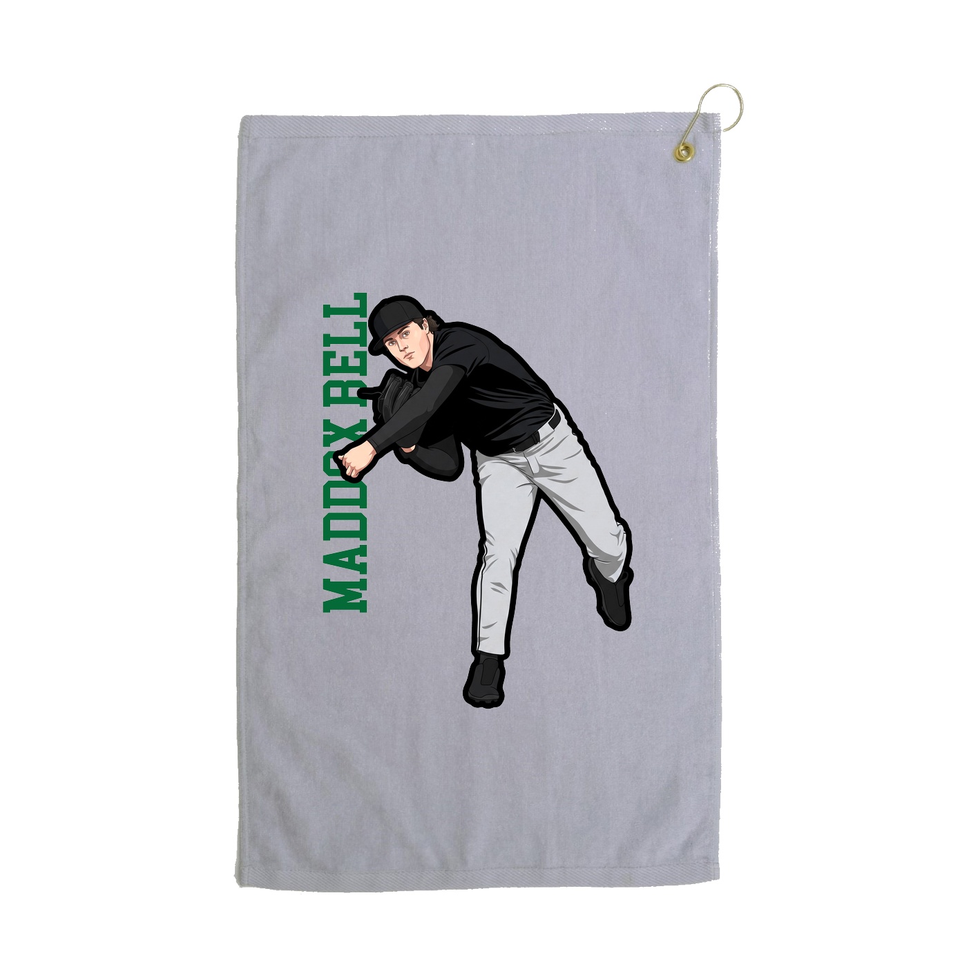 Golf Towel — Name Vertical in Grey