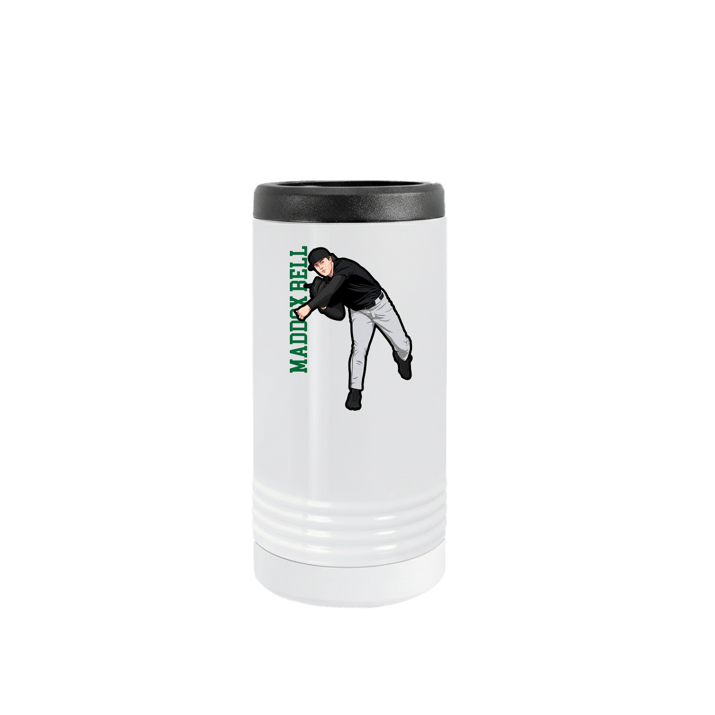 Slim Beverage Holder — Name Vertical in White