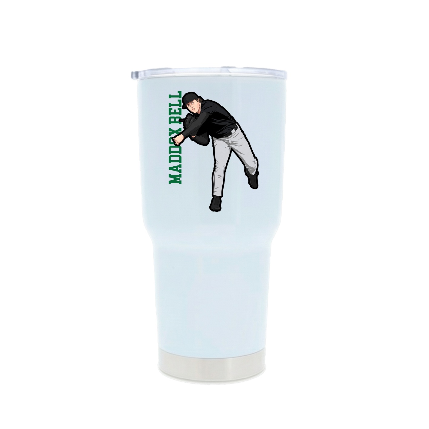 30oz Stainless Steel Tumbler — Name Vertical in White