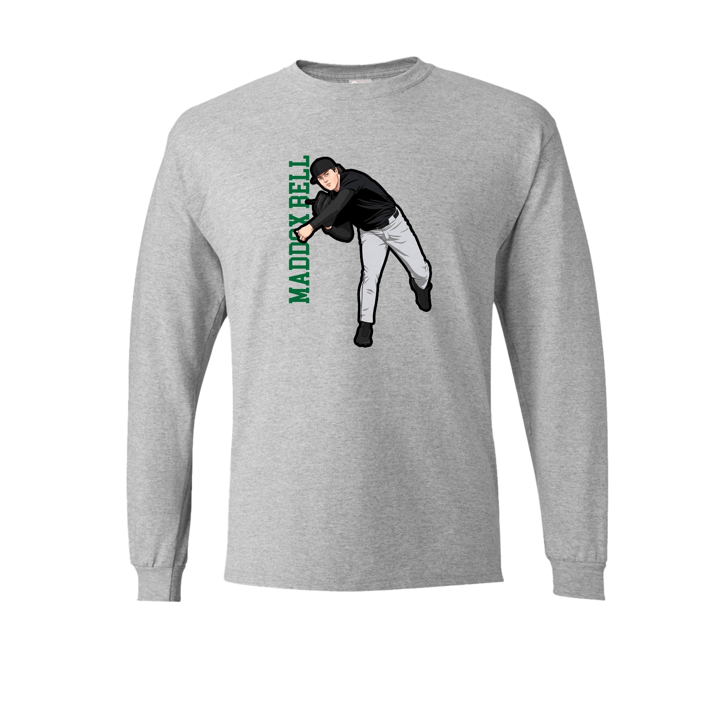 Long Sleeve Tee — Name Vertical in Grey