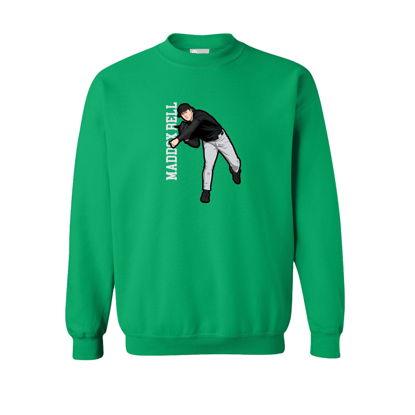Fleece Crew — Name Vertical in Green