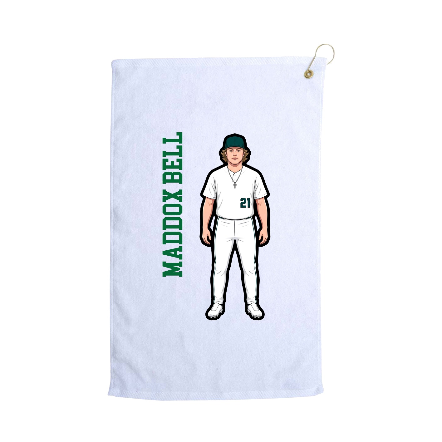Golf Towel — Name Vertical in White