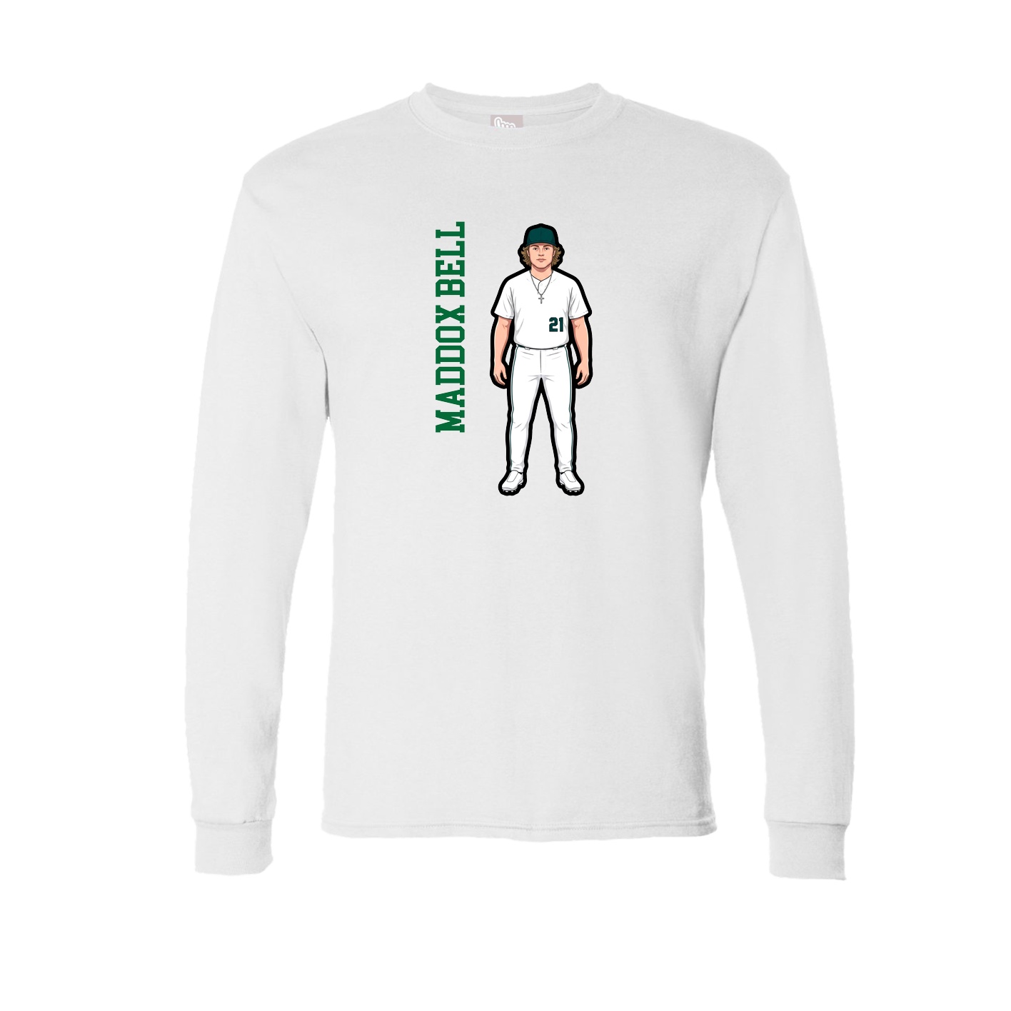 Long Sleeve Tee — Name Vertical in White