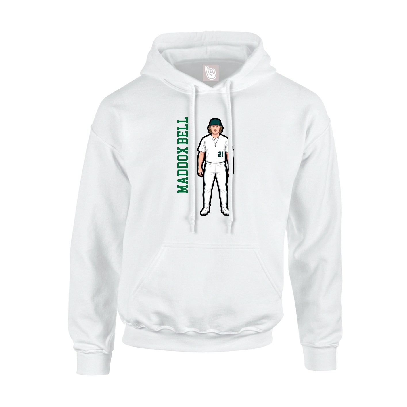 Youth Hoodie — Name Vertical in White