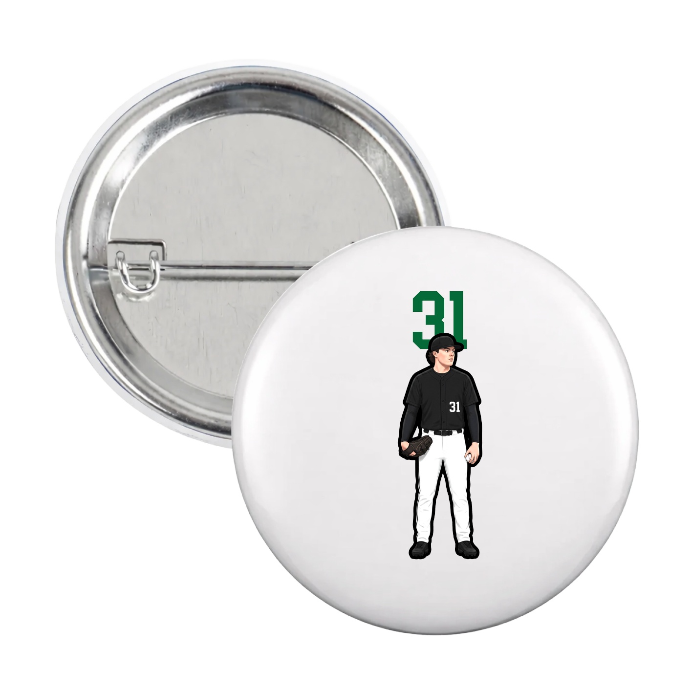 Game Day Button — Number Top in White