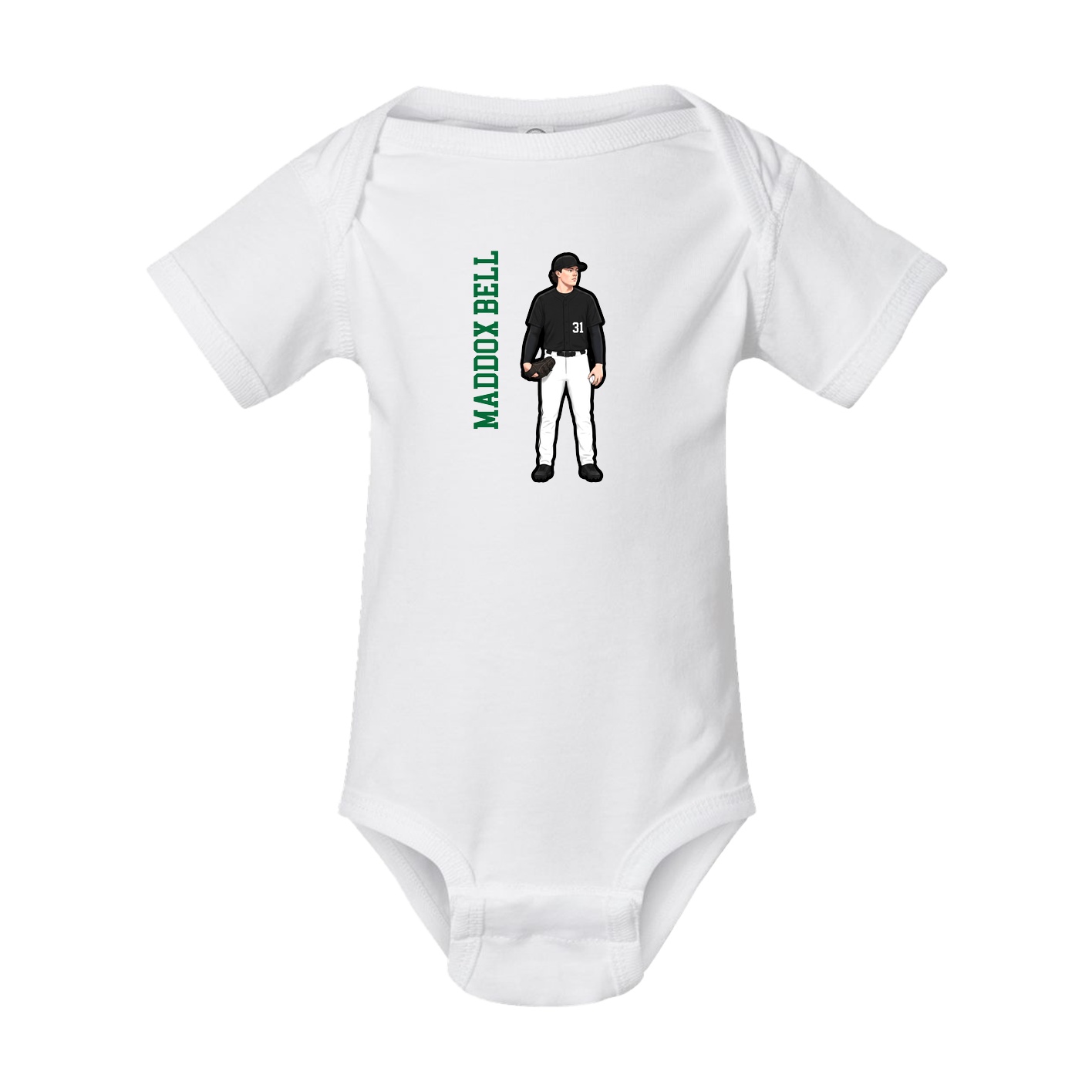 Baby Onesie — Name Vertical in White