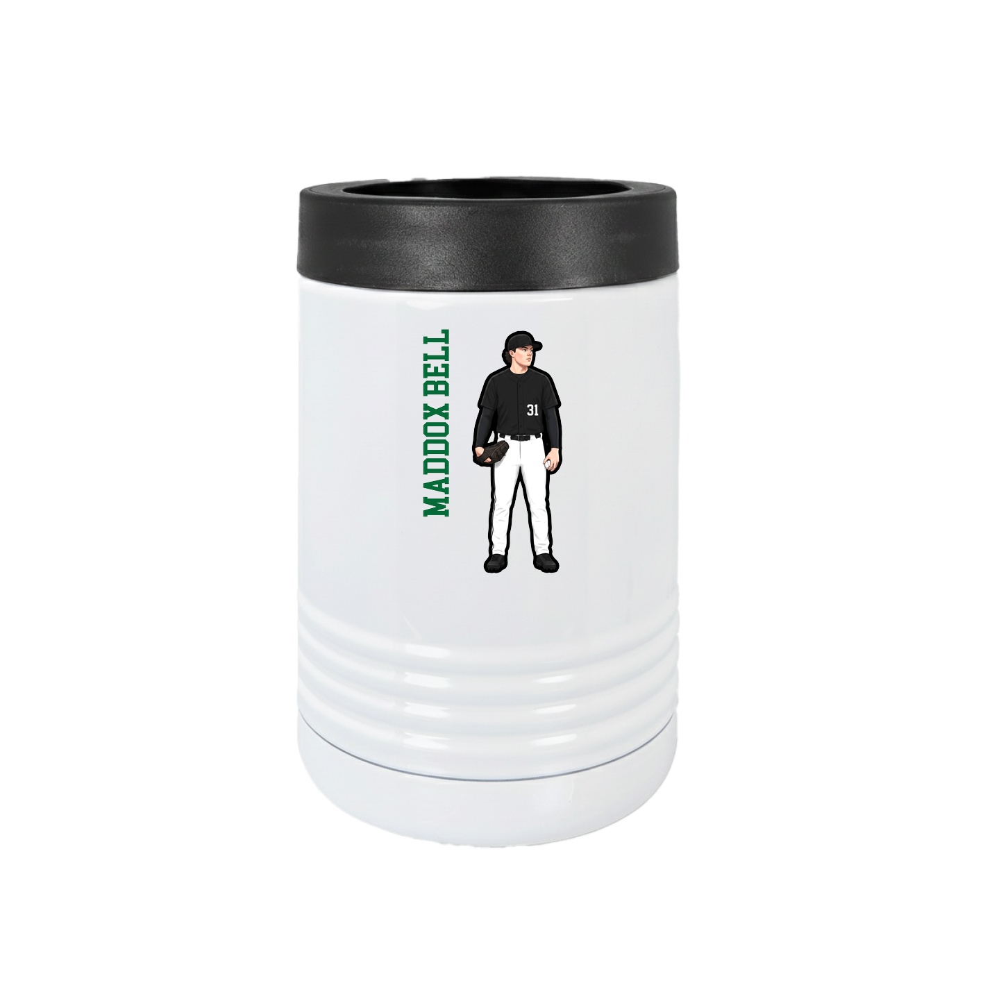Beverage Holder — Name Vertical in White
