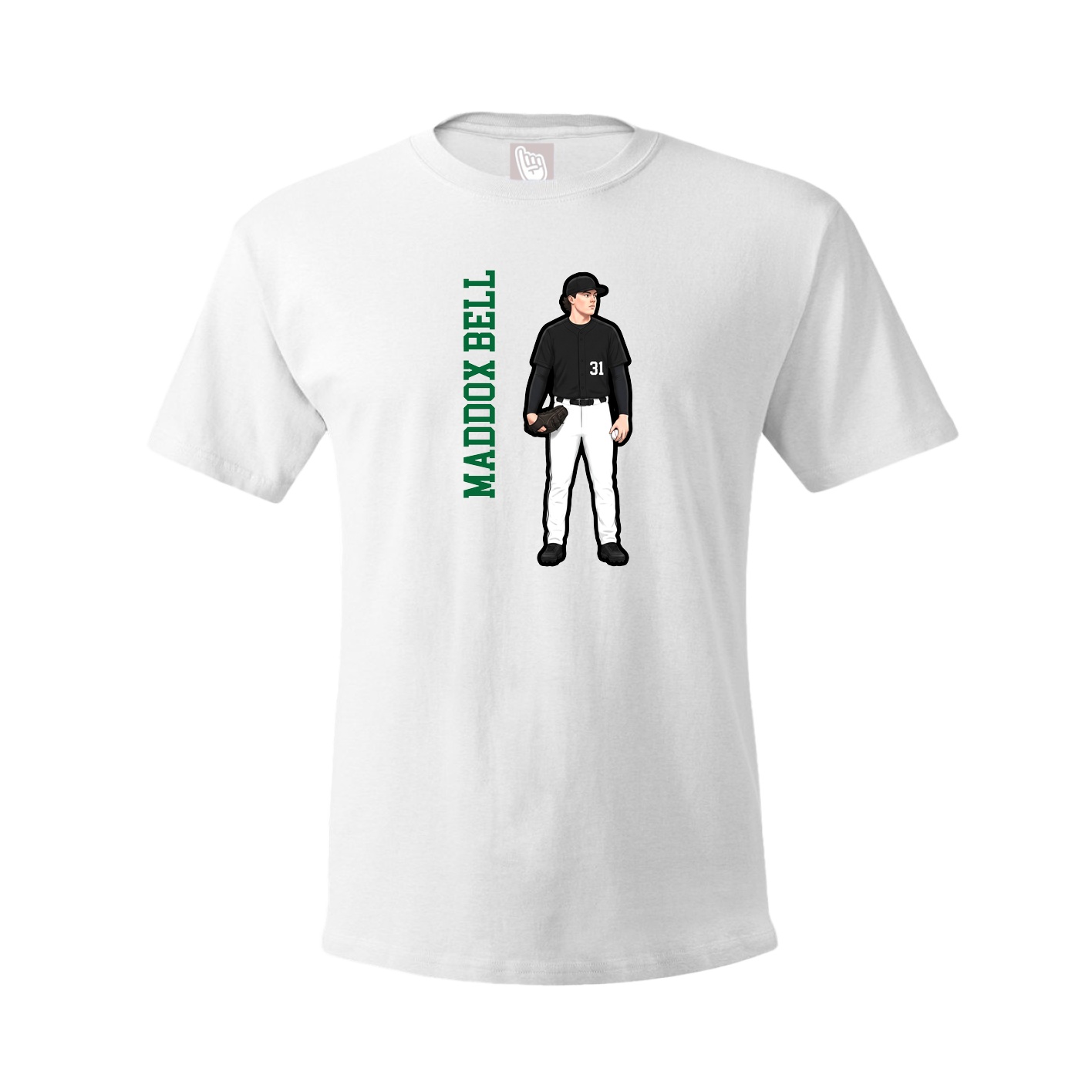 Tee — Name Vertical in White
