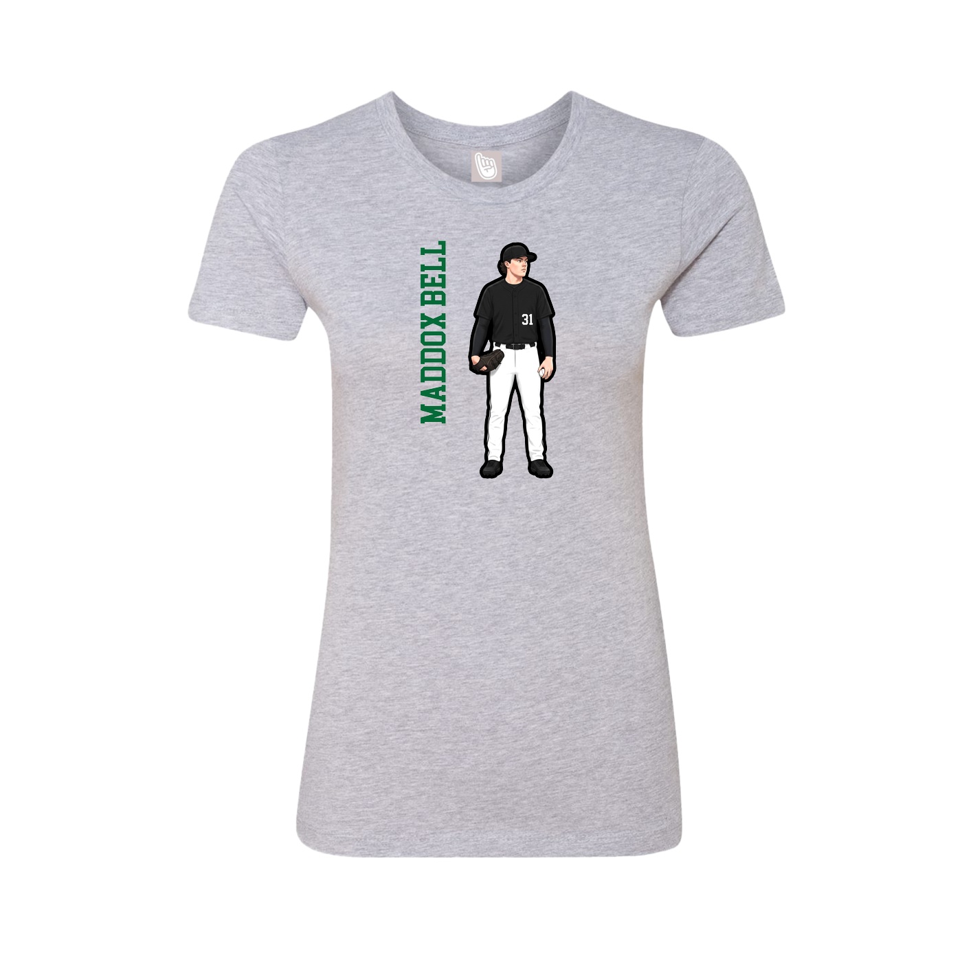 Womens Tee — Name Vertical in Grey