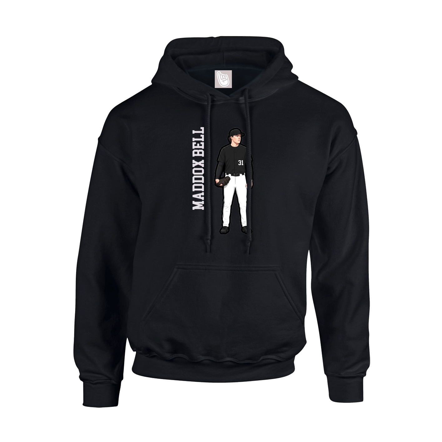 Hoodie — Name Vertical in Black