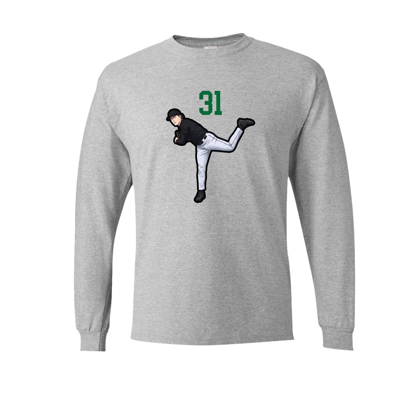 Long Sleeve Tee — Number Top in Grey