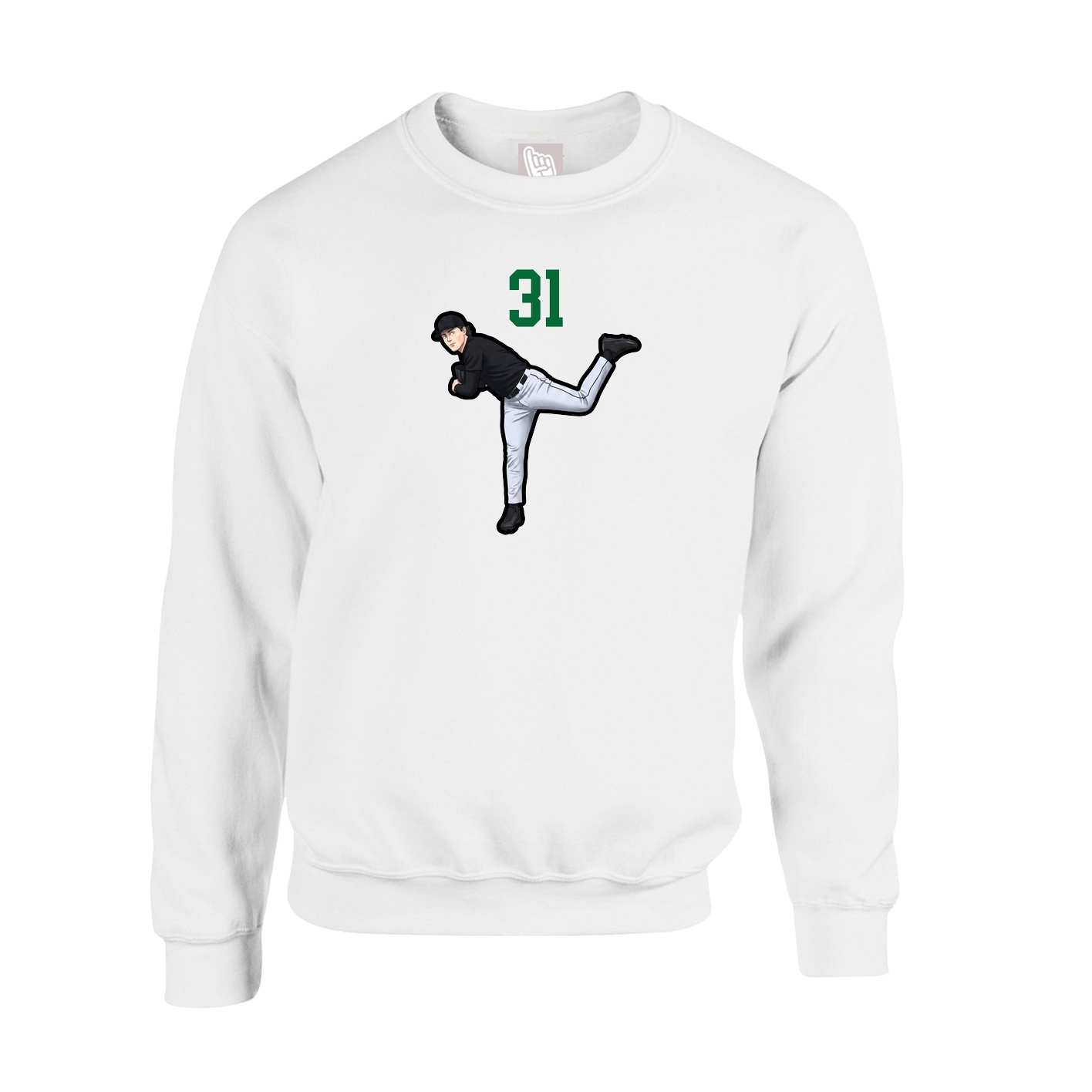 Fleece Crew — Number Top in White