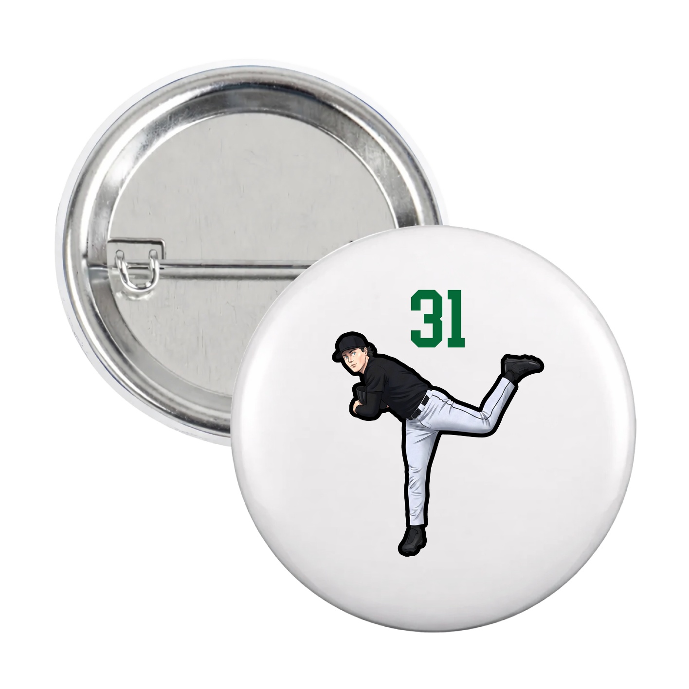 Game Day Button — Number Top in White