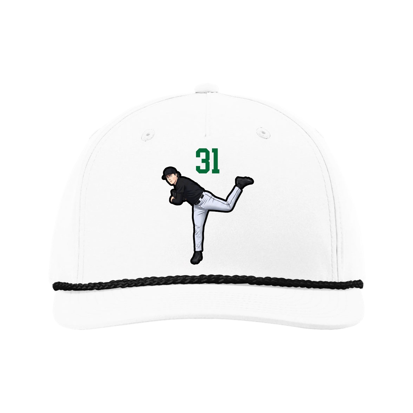 Five-Panel Classic Rope Cap — Number Top in White