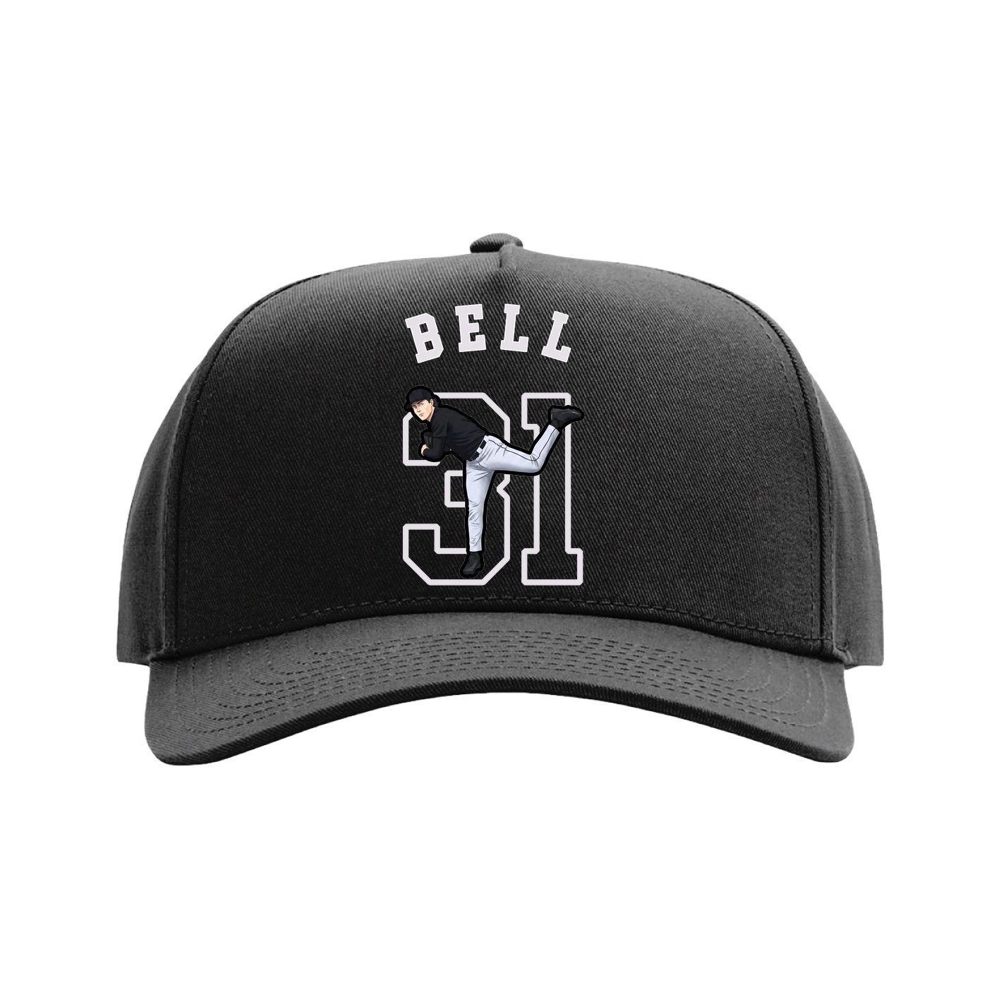 Full Fabric Five-Panel Champ Cap — Shirsey Arch in Black
