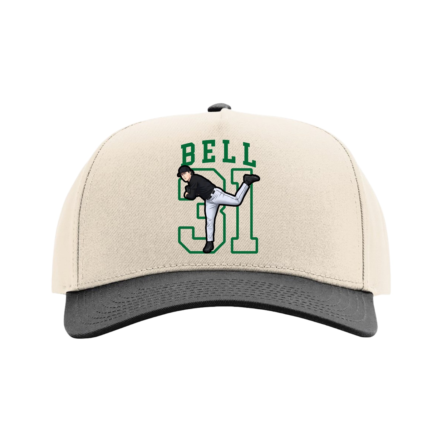 Full Fabric Five-Panel Champ Cap — Shirsey in Cream/Black