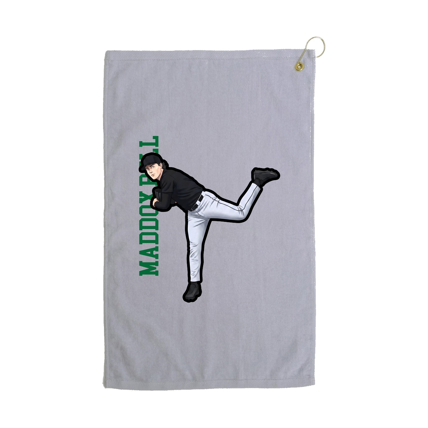 Golf Towel — Name Vertical in Grey