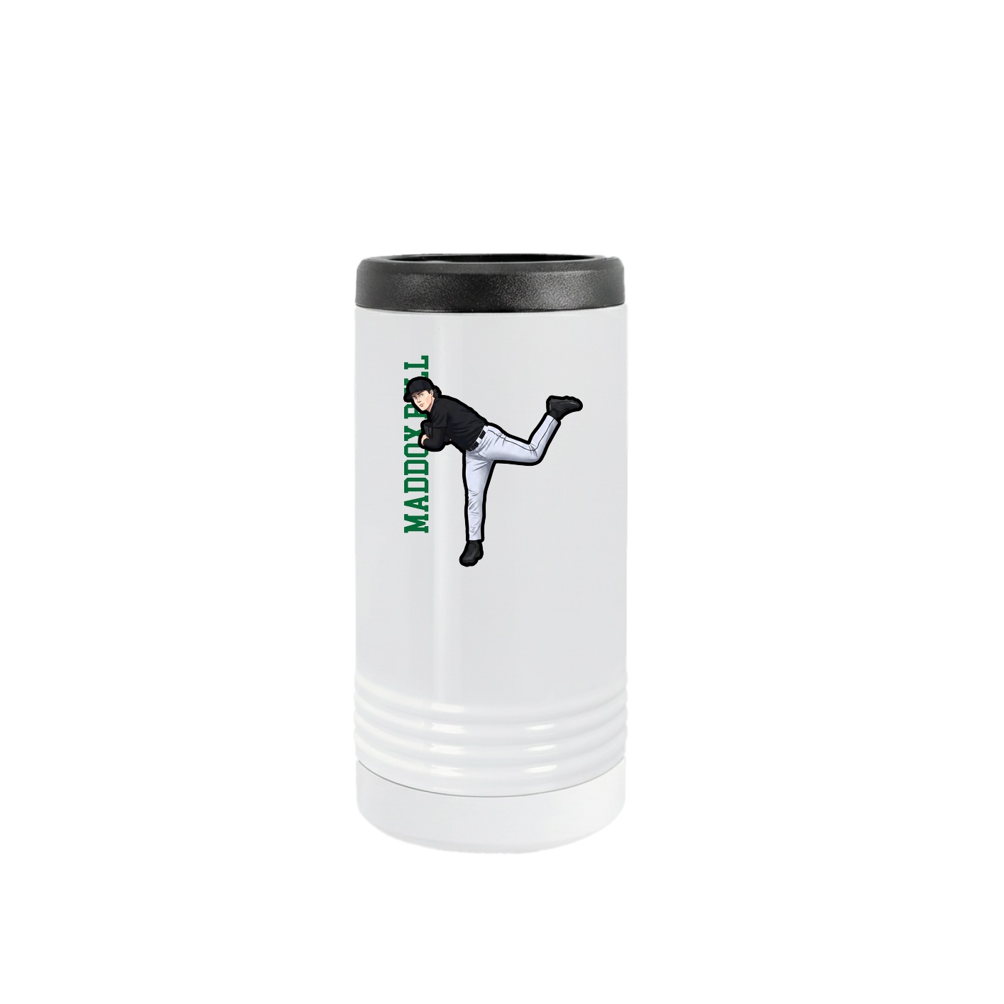 Slim Beverage Holder — Name Vertical in White