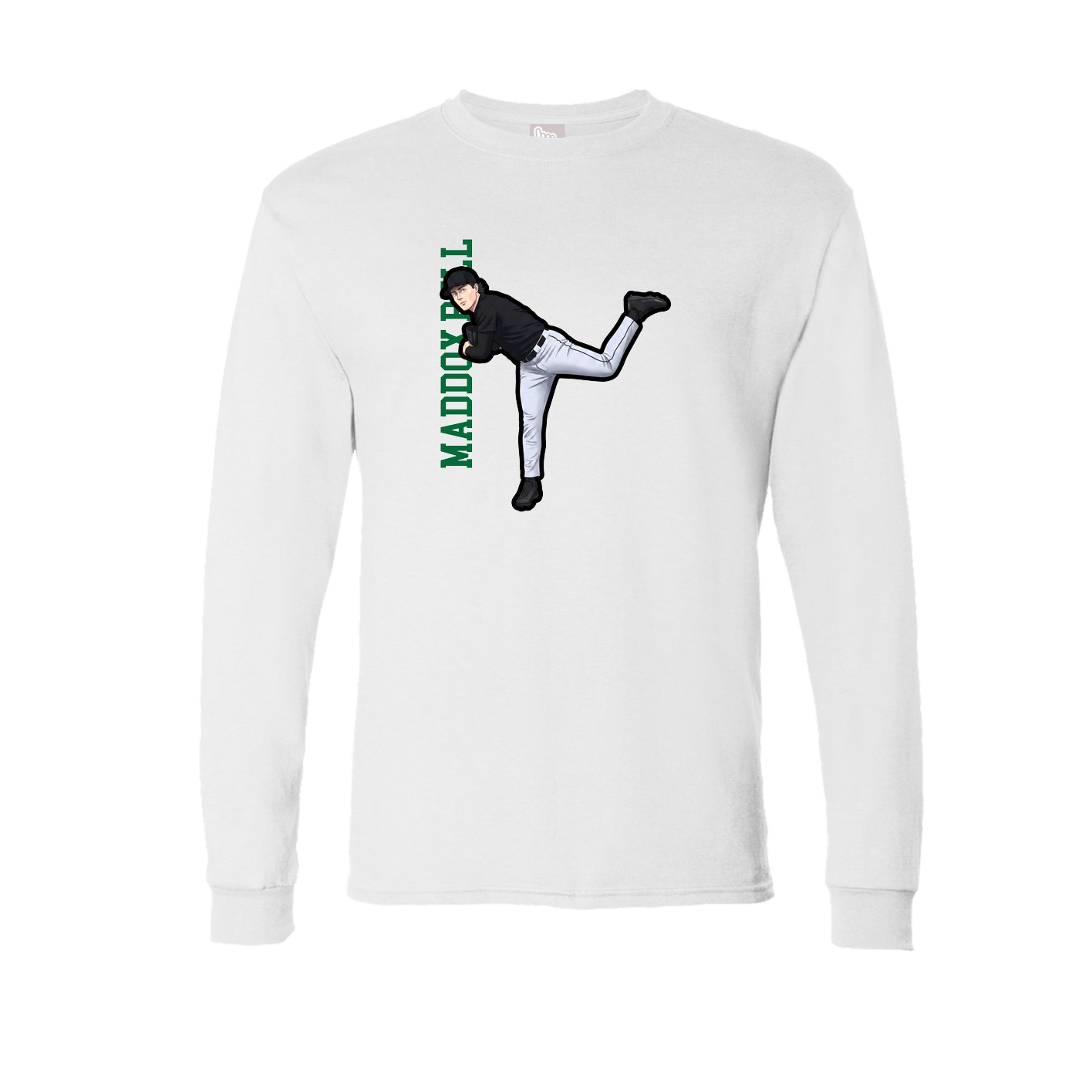 Long Sleeve Tee — Name Vertical in White