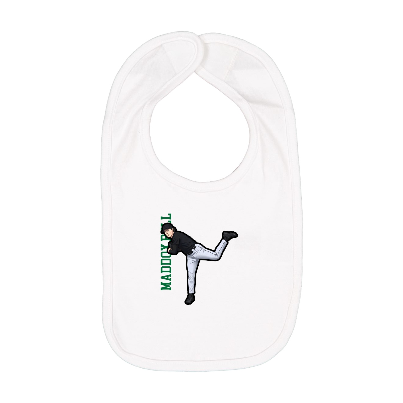 Infant Bib — Name Vertical in White