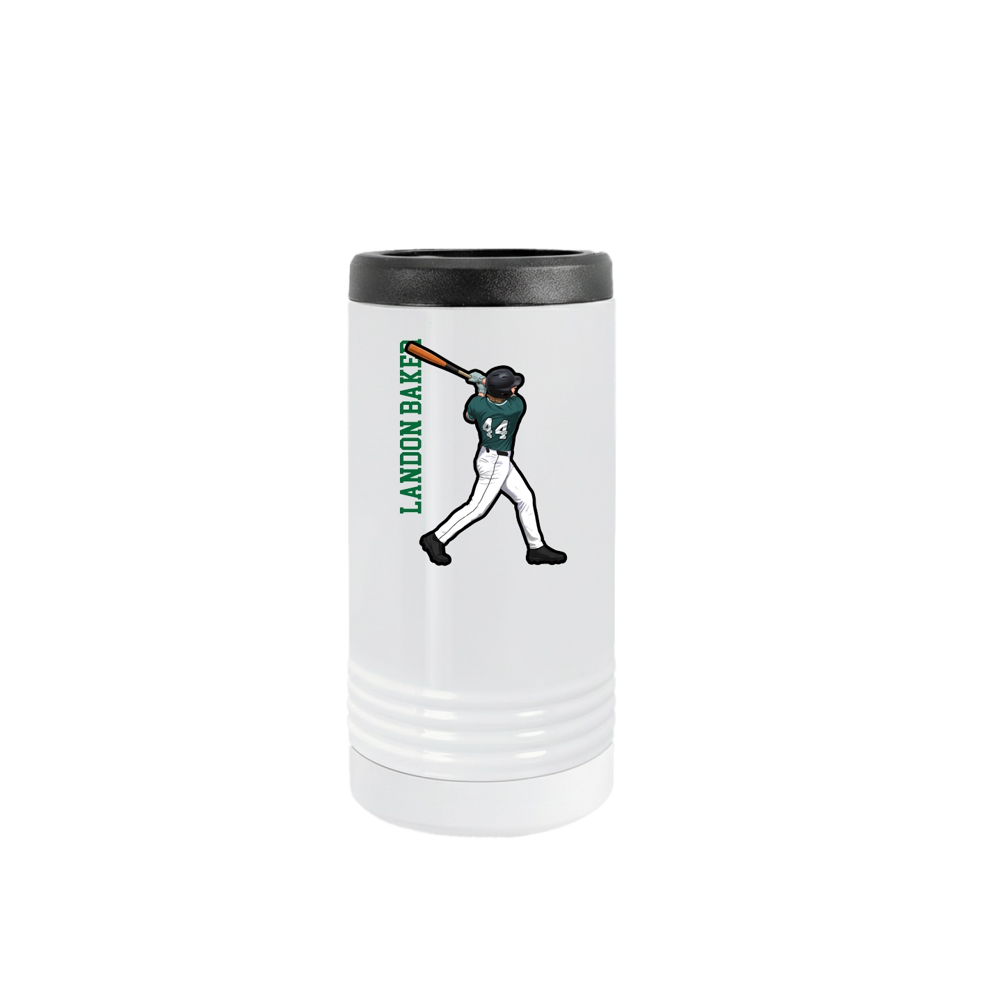 Slim Beverage Holder — Name Vertical in White
