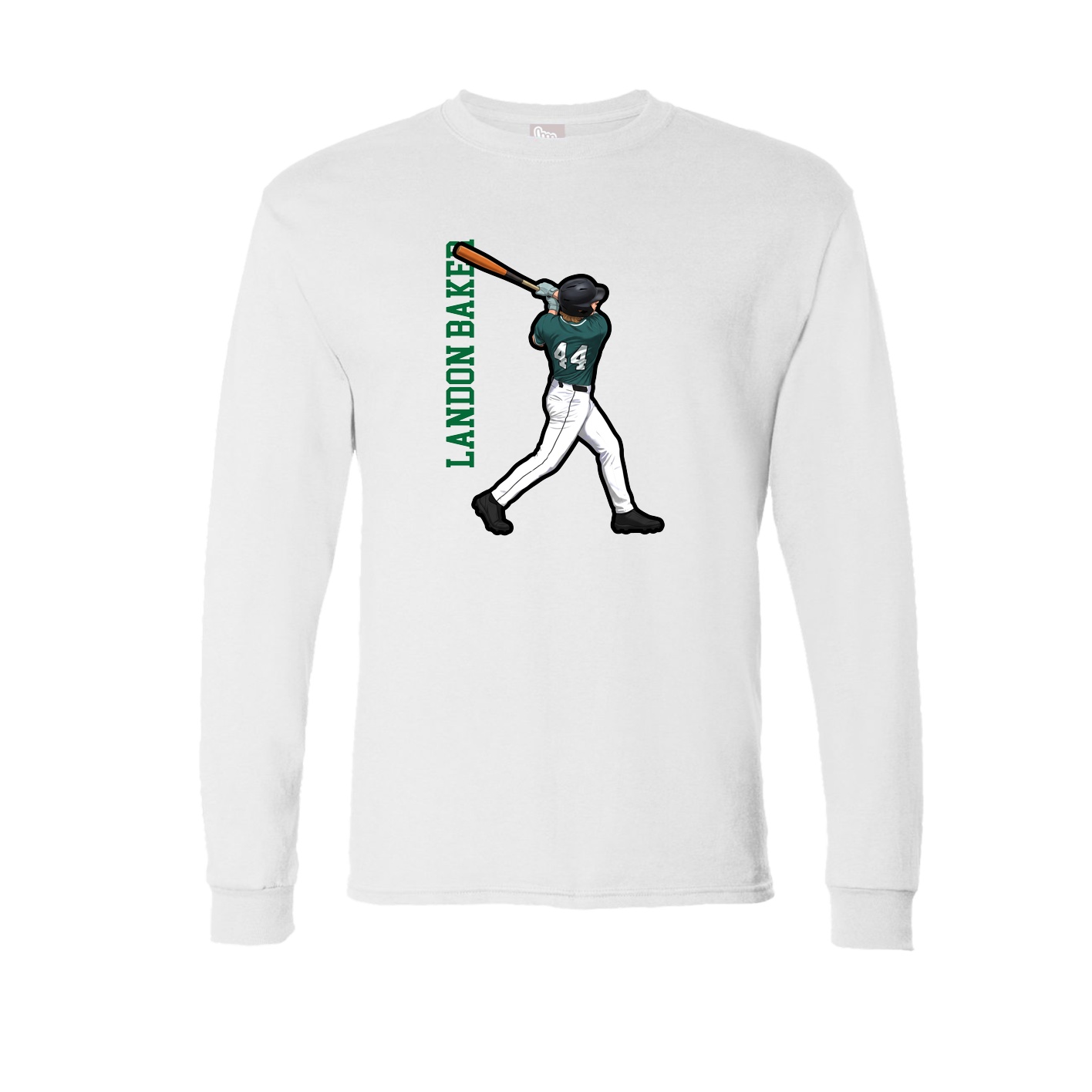 Long Sleeve Tee — Name Vertical in White