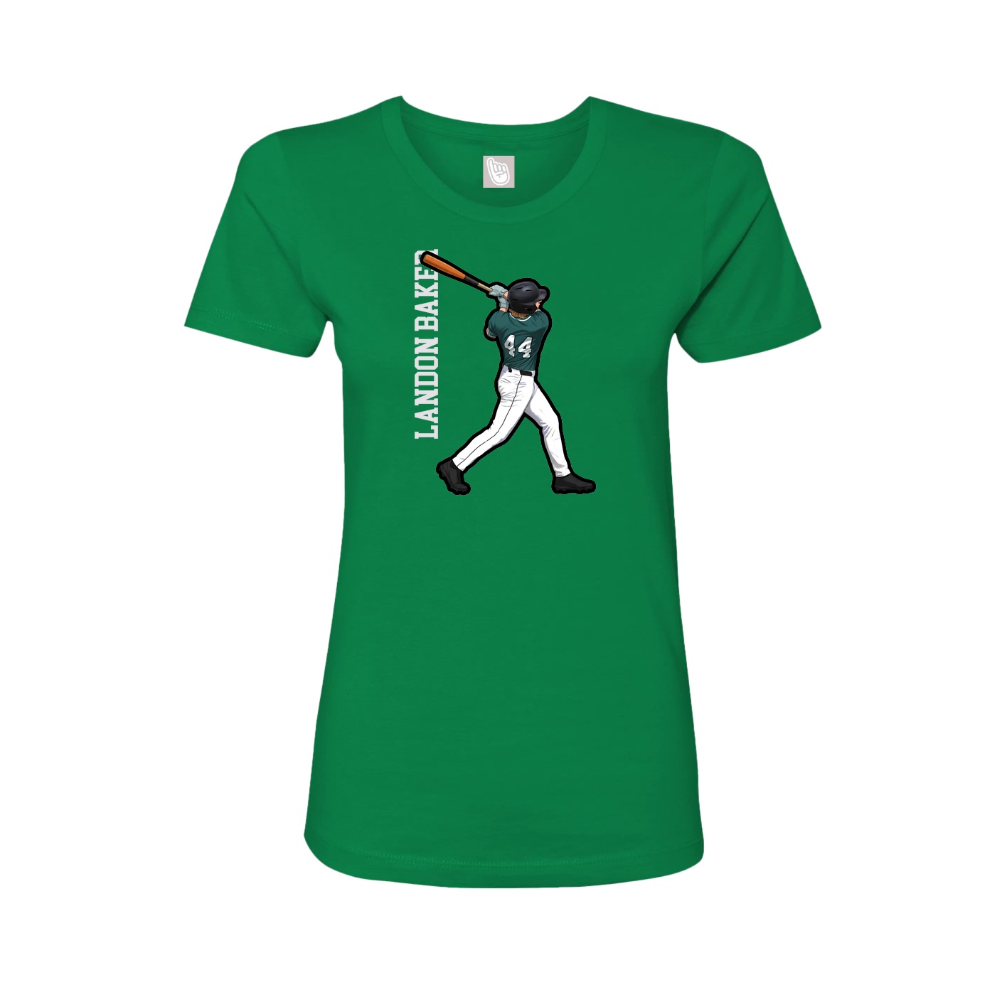 Fitted Women's Tee — Name Vertical in Green