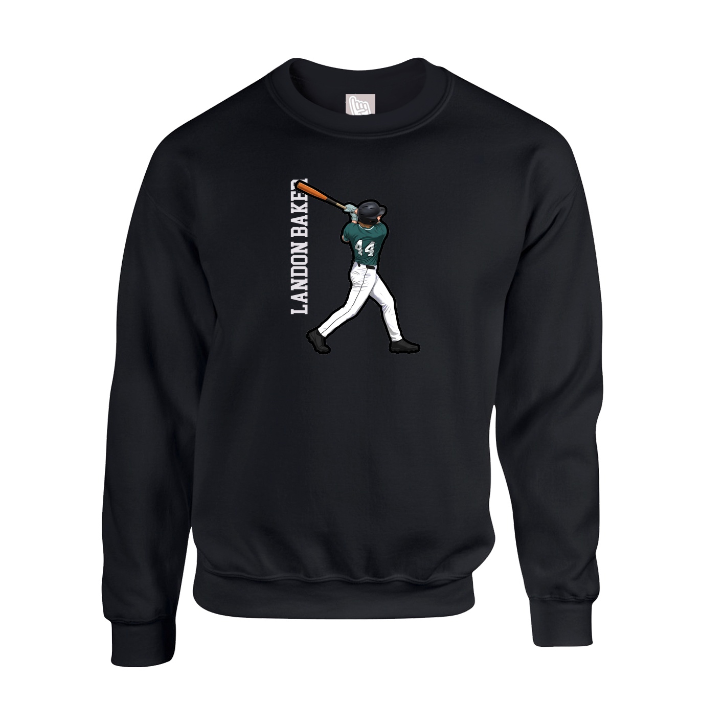 Fleece Crew — Name Vertical in Black