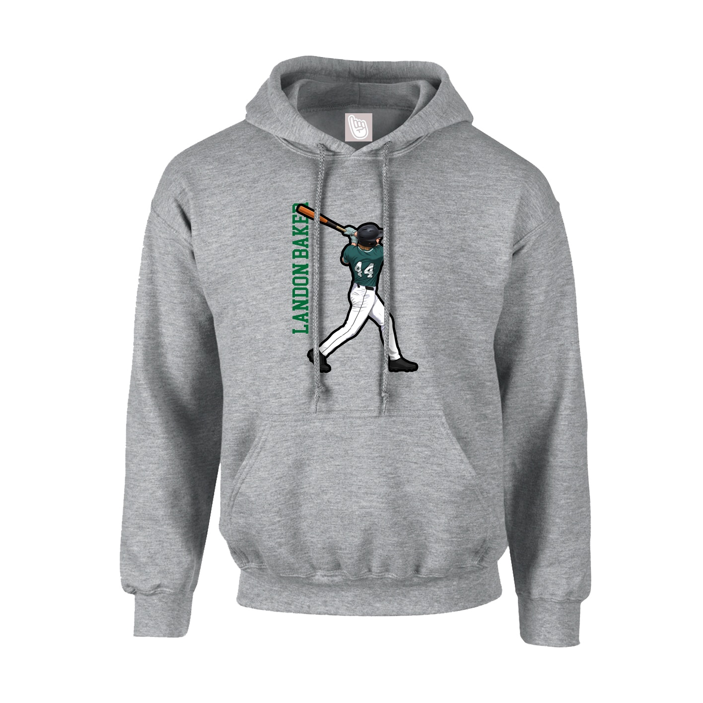 Youth Hoodie — Name Vertical in Grey