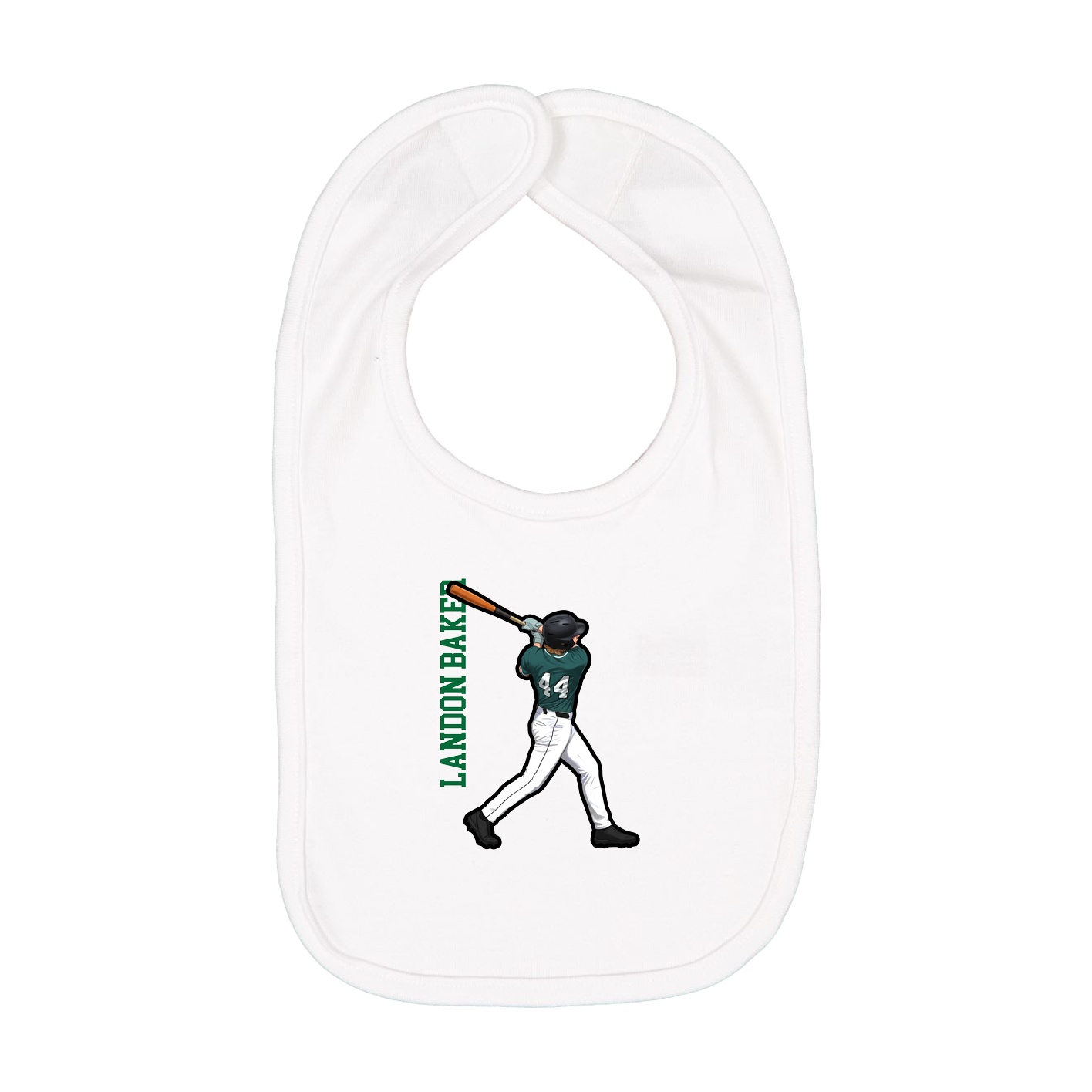 Infant Bib — Name Vertical in White