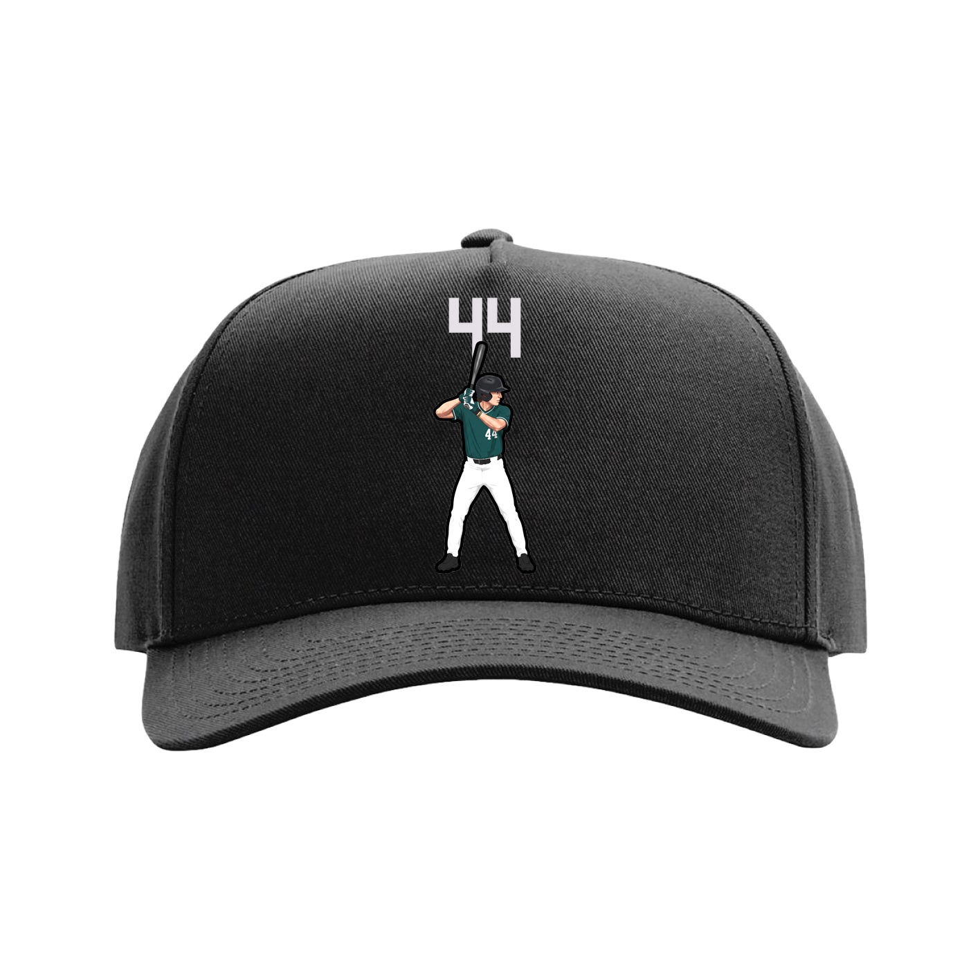 Full Fabric Five-Panel Champ Cap — Number Top in Black