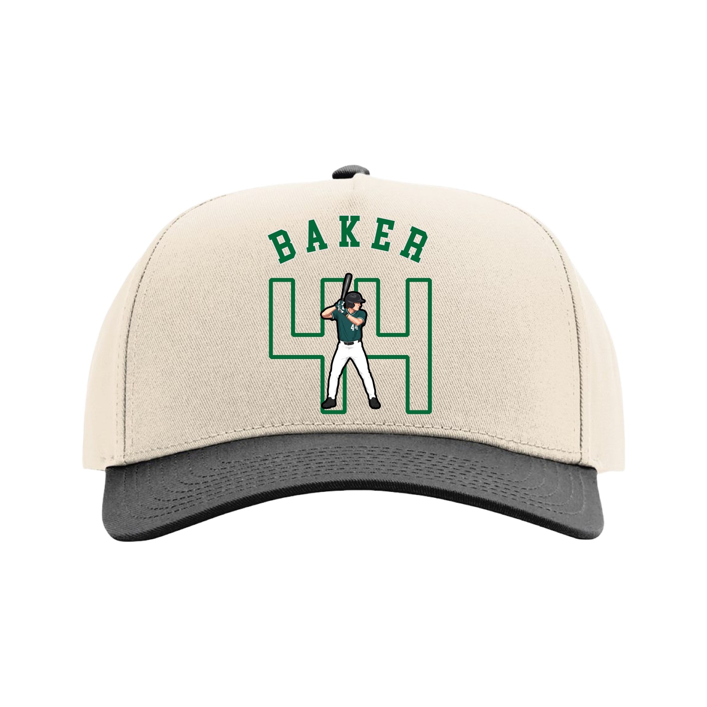 Full Fabric Five-Panel Champ Cap — Shirsey Arch in Cream/Black