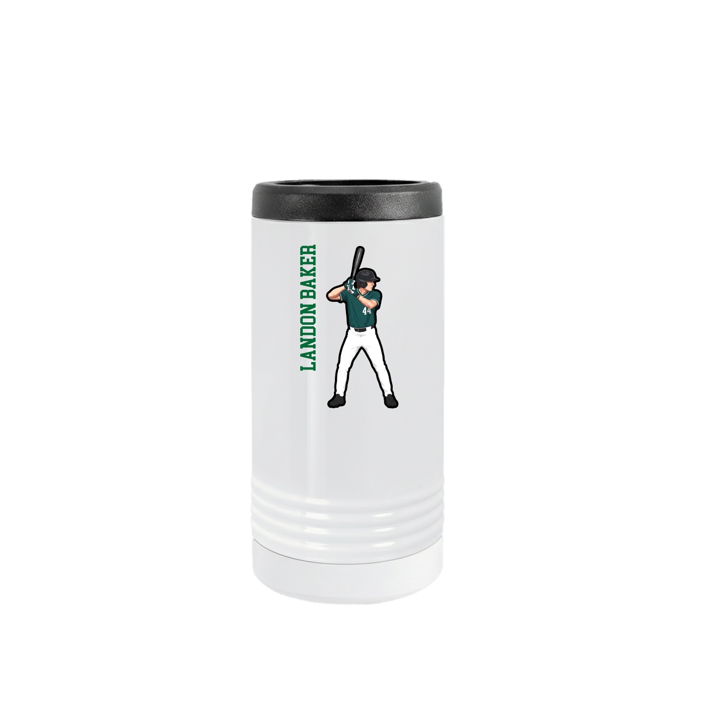 Slim Beverage Holder — Name Vertical in White