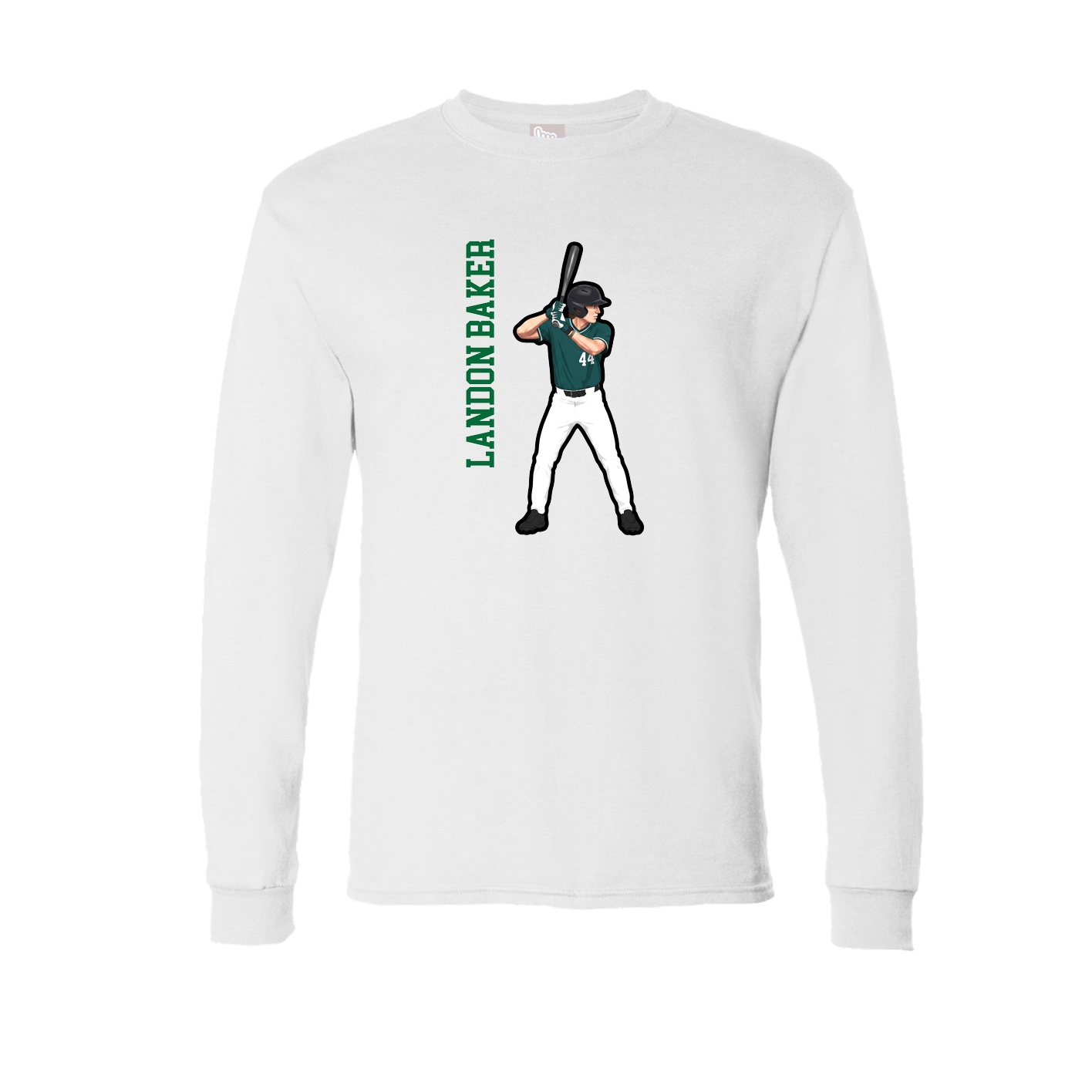 Long Sleeve Tee — Name Vertical in White
