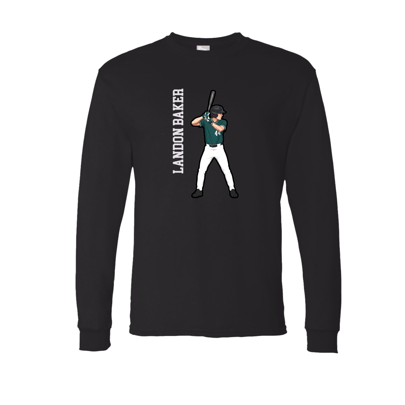 Long Sleeve Tee — Name Vertical in Black