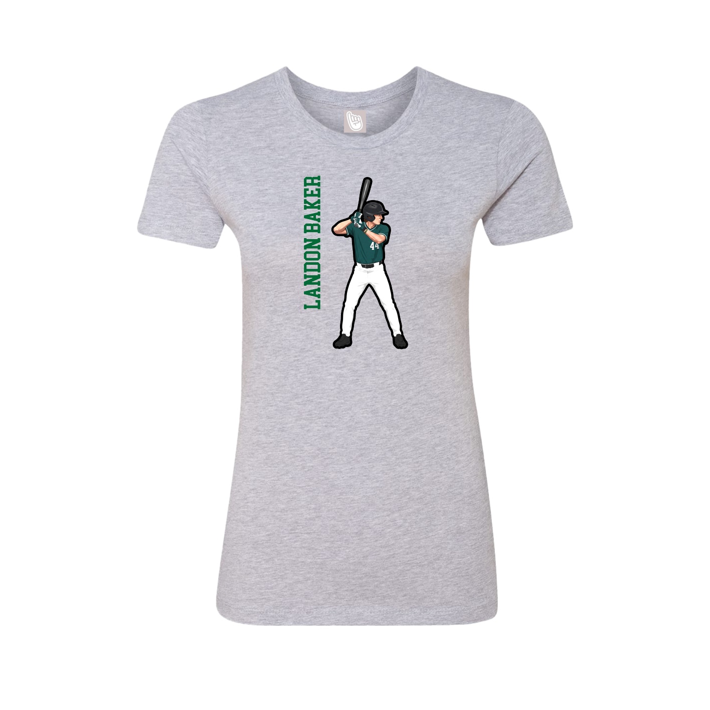 Fitted Women's Tee — Name Vertical in Grey