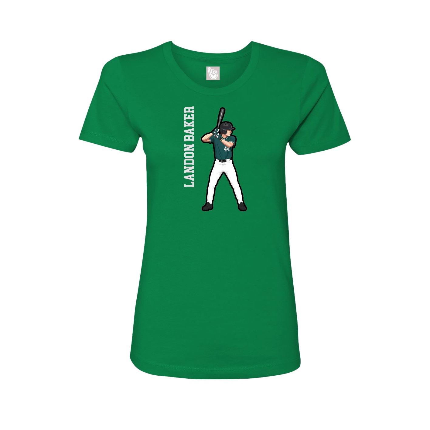Womens Tee — Name Vertical in Green