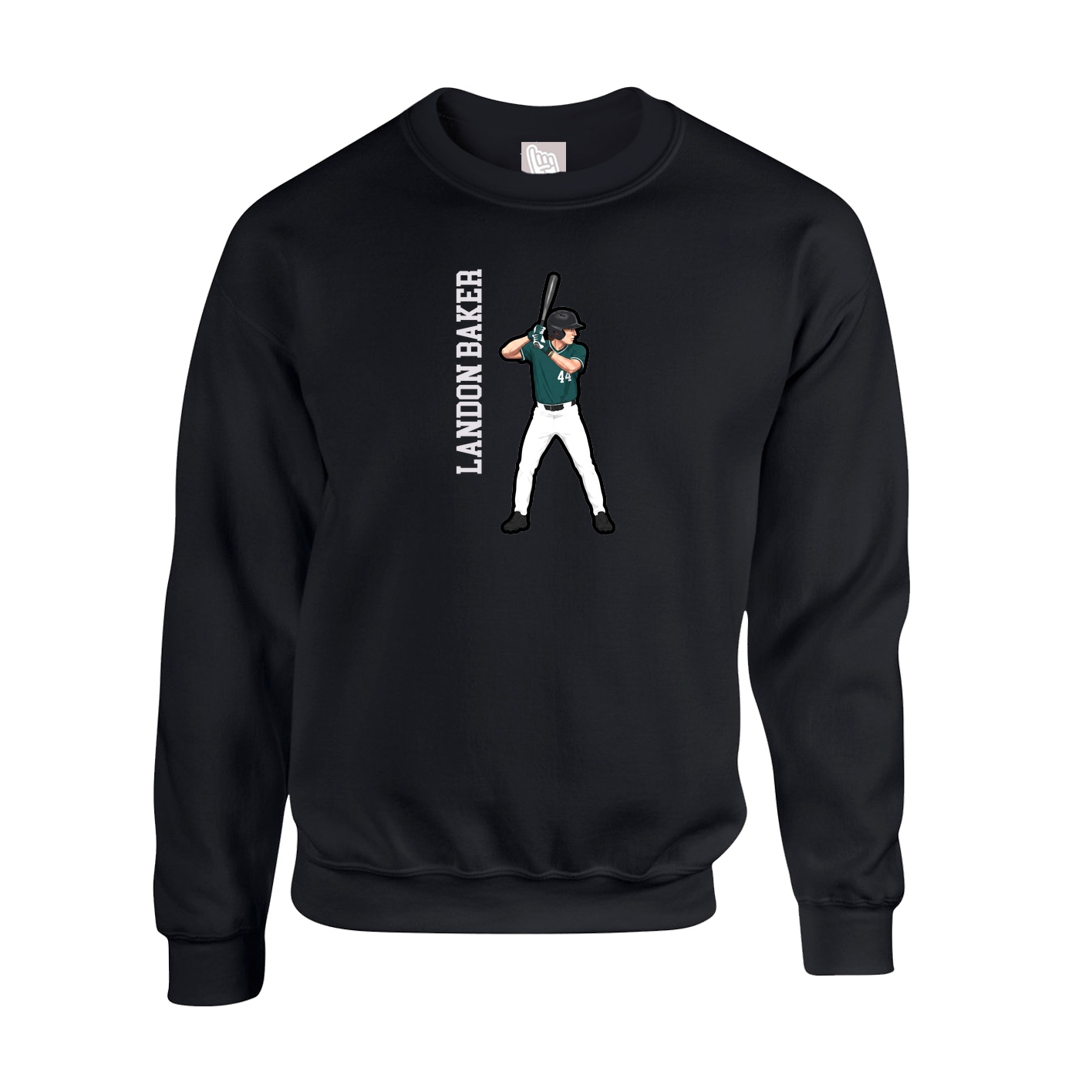 Fleece Crew — Name Vertical in Black