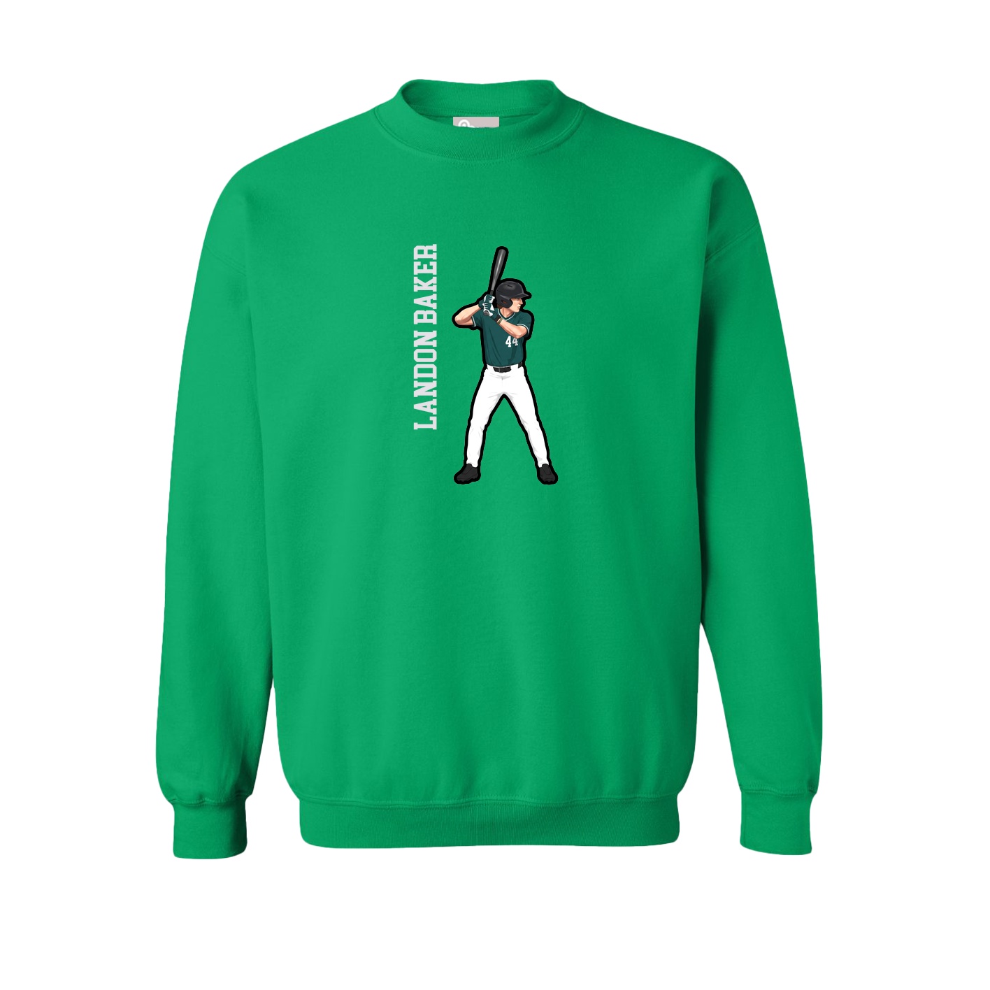 Fleece Crew — Name Vertical in Green
