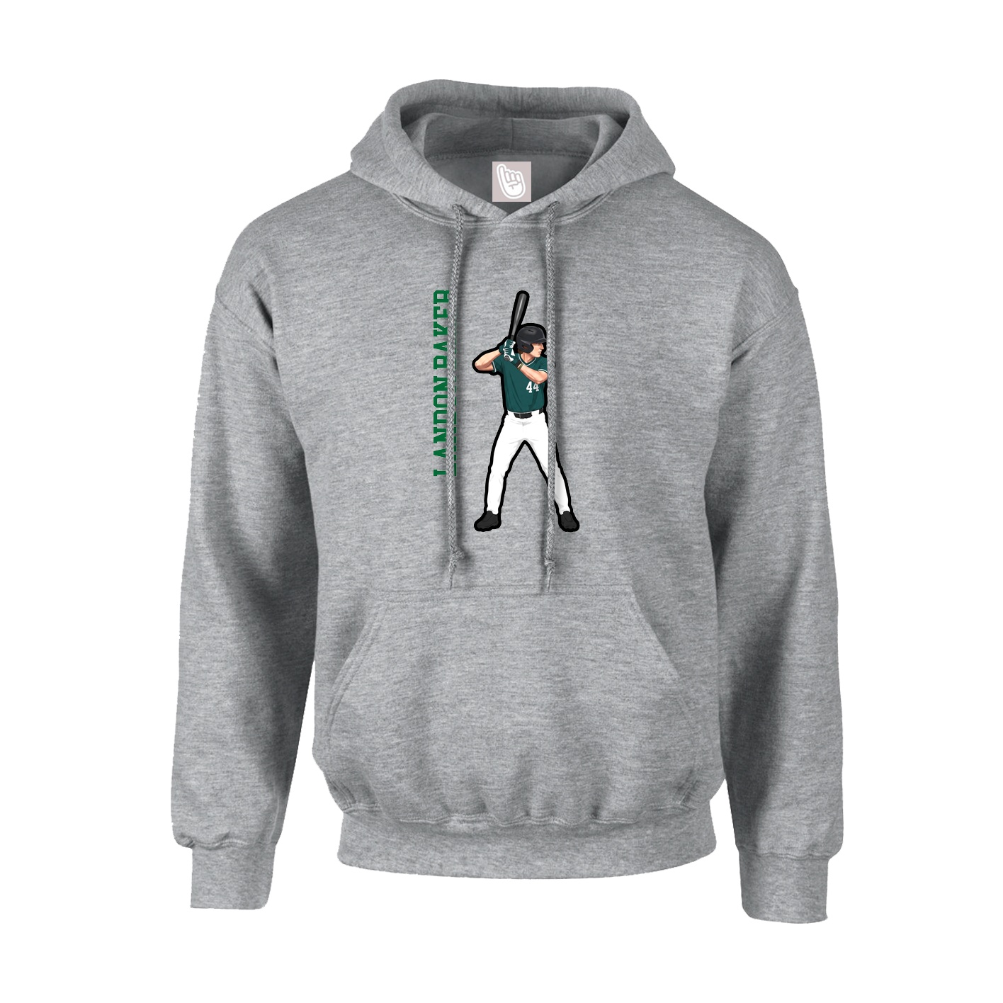 Youth Hoodie — Name Vertical in Grey